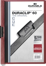 Durable Duraclip 60 Klemmmappe, A4, dunkelrot/transparent