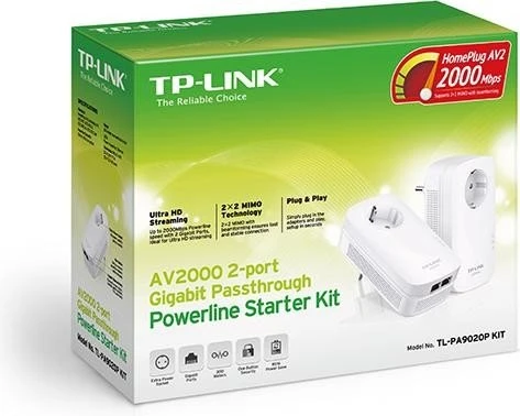 TP-Link Powerline AV2000 Passthrough Starter Kit, HomePlug AV2, 2x RJ-45, 2er-Pack