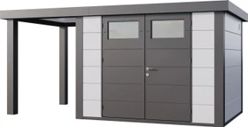Telluria Classico 3024 Gerätehaus inkl. Anbau 1.68m links weiß/grau