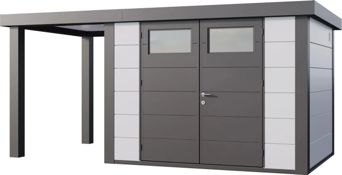 Telluria Classico 3024 Gerätehaus inkl. Anbau 1.68m links weiß/grau