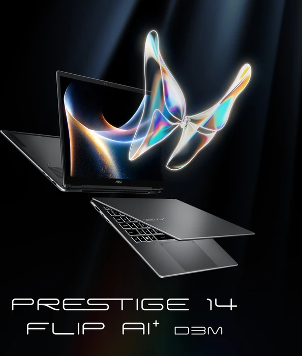 MSI Prestige 14 Flip AI+ D3MTG-055, Platinum Gray, Core Ultra 9 386H, 32GB RAM, 2TB SSD, DE