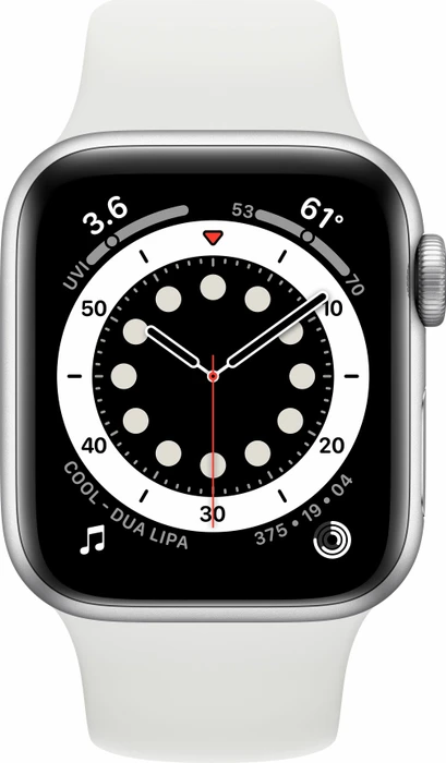 Apple Watch Series 6 (GPS) 40mm Aluminium silber mit Sportarmband weiß