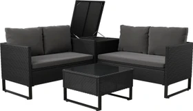 Juskys Santorini Polyrattan Lounge-Set schwarz