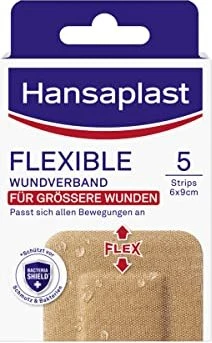 Hansaplast Flexible Wundverband für größere Wunden, 5 Stück