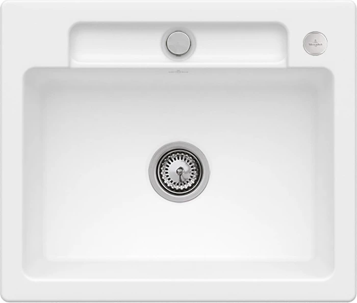 Villeroy & Boch Siluet 60 S Einbau Becken mittig mit Ablauffernbedienung stone white