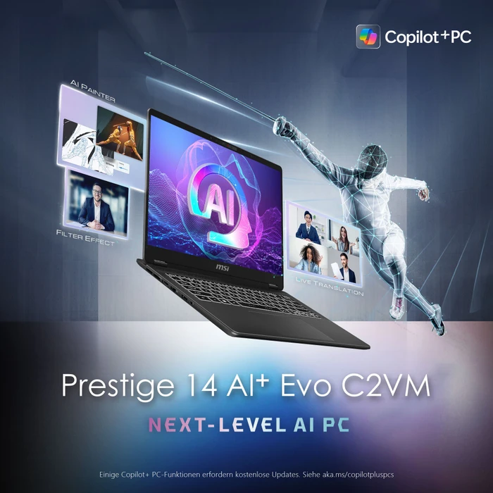 MSI Prestige 14 AI+ Evo C2VMG-015, Stellar Gray, Core Ultra 7 258V, 32GB RAM, 1TB SSD, DE