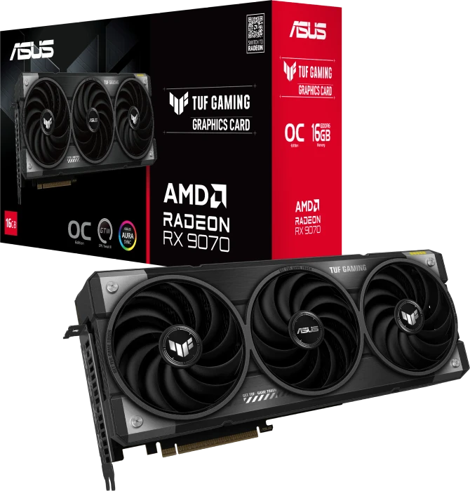 ASUS TUF Gaming Radeon RX 9070 OC, TUF-RX9070-O16G-GAMING, 16GB GDDR6, HDMI, 3x DP