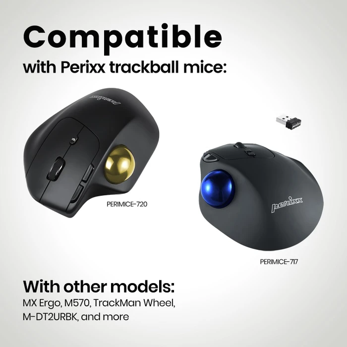 Perixx PERIPRO-303X2C 34mm für Perimice und Logitech M570, Ersatz-Trackball, 1x gelb, 1x violett, 2er-Set