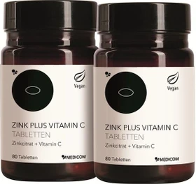 Medicom Zink Plus Vitamin C Tabletten, 160 Stück (2x 80 Stück)