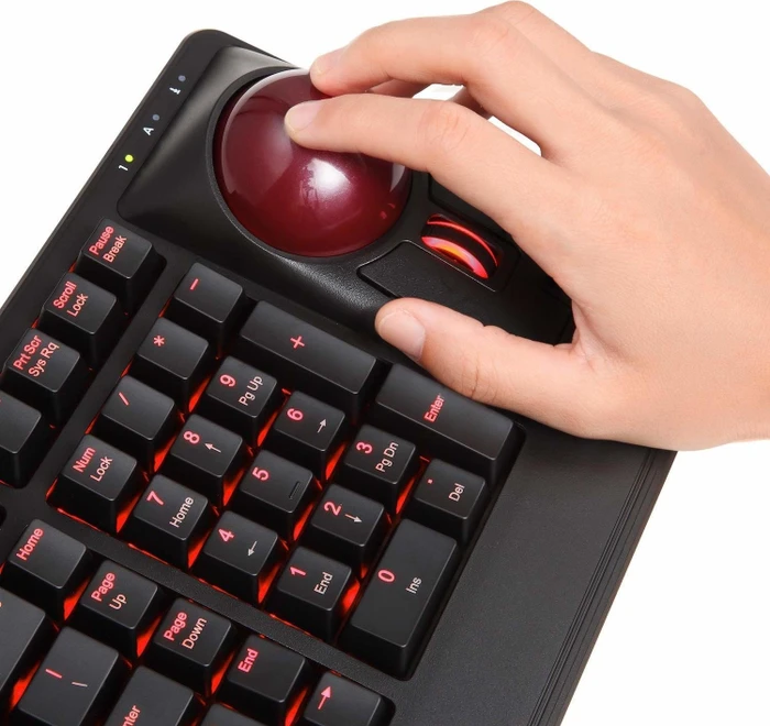 Perixx Periboard-322 Large Trackball Mechanical Backlit Keyboard schwarz, Kailh BROWN, USB, US