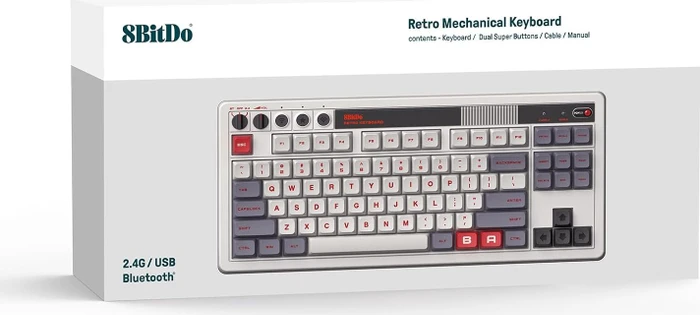 8BitDo Retro Mechanical Keyboard, N Edition, grau, Kailh Box V2 WHITE, USB/Bluetooth, DE