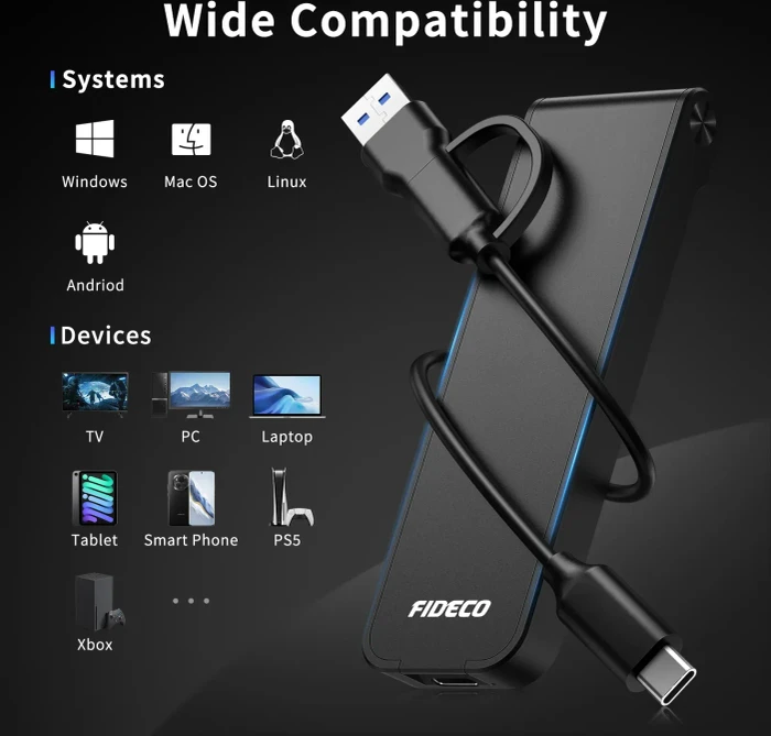 Fideco NVME SSD Enclosure Case, USB-C 3.1