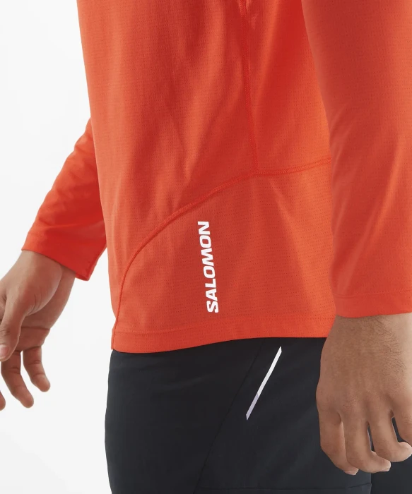 Salomon Cross Run Laufshirt langarm cherry tomato (Herren)