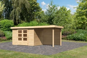 Karibu Askola 4 Gartenhaus inkl. Anbau 2.4m + Rückwand natur