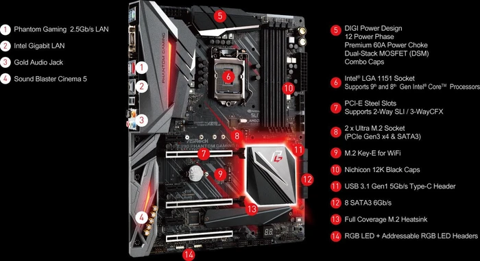 ASRock Z390 Phantom Gaming 6 (Intel 1151 v2)
