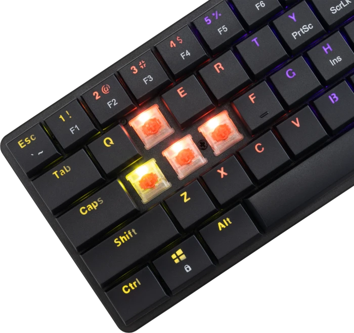 White Shark NAGAMAKI, schwarz, LEDs RGB, low-profile RED Switches, USB, US