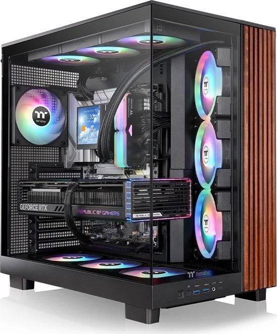 Thermaltake View 380 XL WS ARGB Black, schwarz/braun, Glasfenster