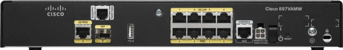 Cisco C897VA-K9 Gigabit Router, 8x RJ-45, 1x RJ-45/SFP, 125W PoE+