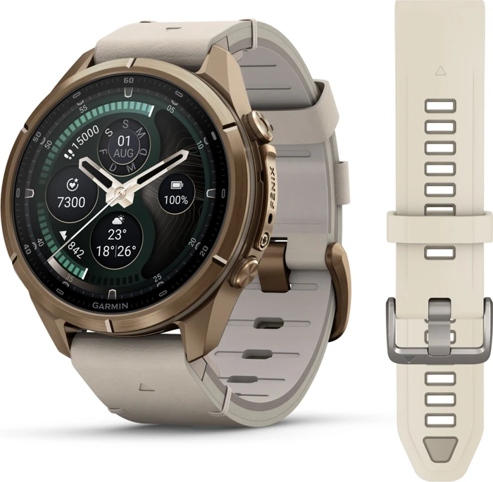 Garmin Fenix 9 Pro inReach 43mm autumn gold titanium/bone leather