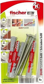 fischer DuoPower 8x65 S K Schrauben/Dübel-Sortiment, 4 Stück