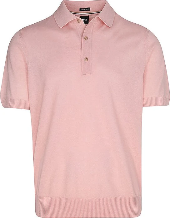 Hugo Boss H-Nolano Strick Schurwolle Poloshirt kurzarm pastel pink (Herren)