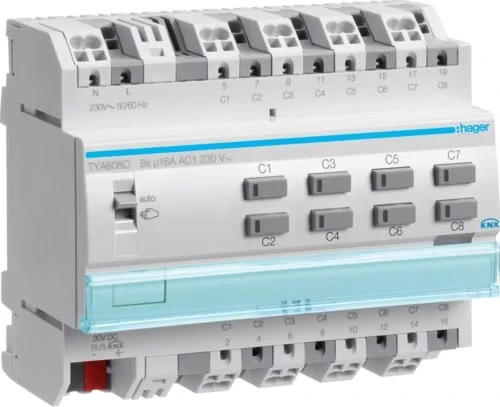 Hager KNX Schalt-/Jalousieaktor 8/4-fach, 230V, 6TE REG, Schaltaktor