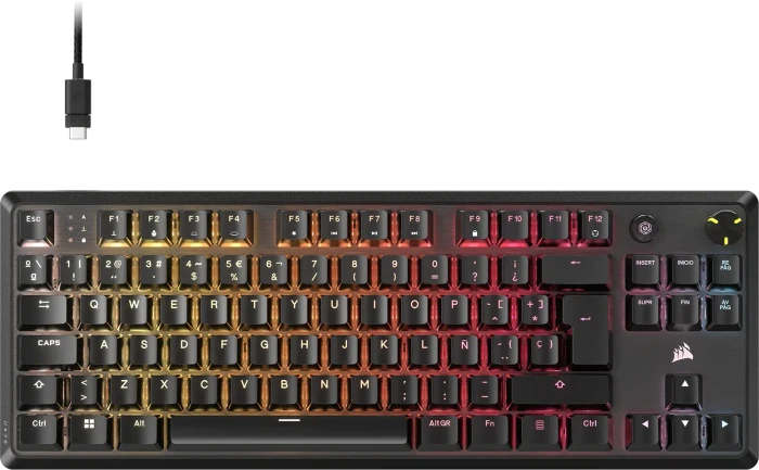Corsair Gaming K70 CORE TKL RGB, schwarz, MLX RED V2, USB, ES