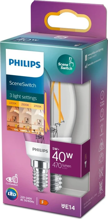 Philips SceneSwitch LED Kerze E14 5W/WW