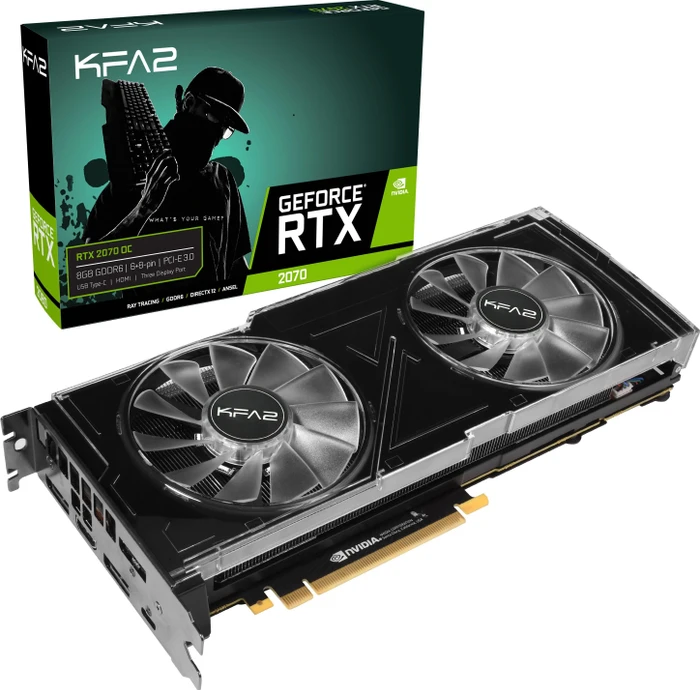 KFA2 GeForce RTX 2070 OC, 8GB GDDR6, HDMI, USB-C, 3x DP