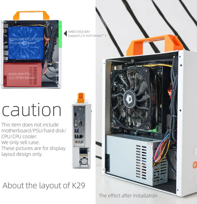 SGPC K29 Steel, silber/orange, Mini-ITX