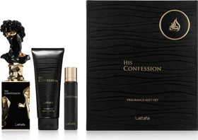 Lattafa His Confession EdP 100ml + EdP 12ml + Shower Gel 100ml Duftset