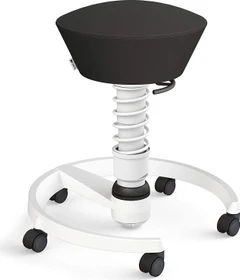 Aeris Swopper New Edition Bürohocker mit Rollen, Feder Standard, Gestell Alu weiß, Bezug Leder Atlantic schwarz