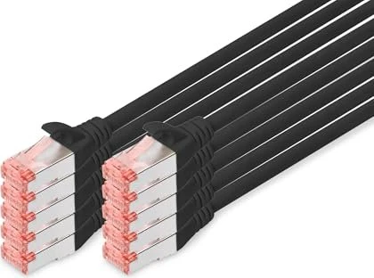 Digitus Patchkabel, Cat6, S/FTP, RJ-45/RJ-45, 0.5m, schwarz, 10er-Pack