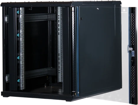 Rockstable 19" Serverschrank 18HE, Sicherheitsglastür, IP2X, schwarz, 900mm tief