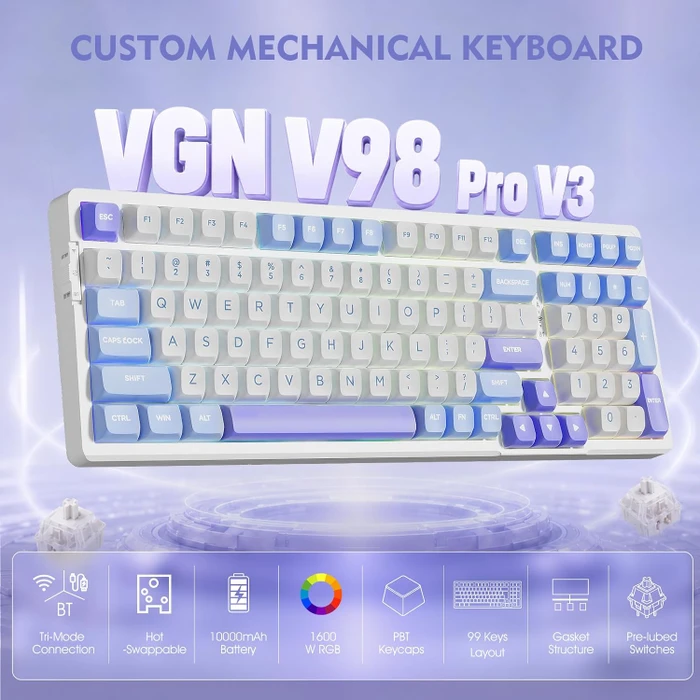 VGN V98 Pro V3 Wireless, Sea Salt, Cow Linear, USB/Bluetooth, US