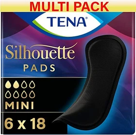 Tena Silhouette Noir Mini Hygieneeinlage, 108 Stück (6x 12 Stück)
