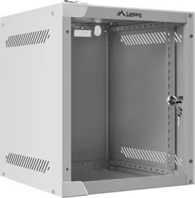 Lanberg WF10 Series 10" Rack Wandschrank 6HE, hängend, Flatpack, Glastür, IP20, RAL 7035, 310mm tief