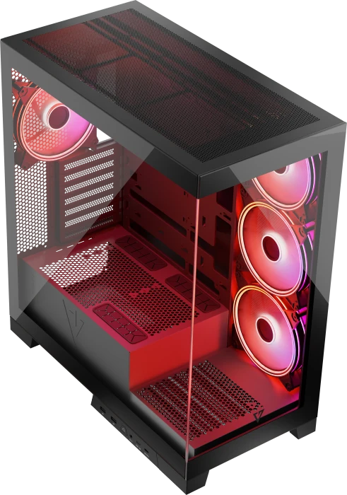 Modecom Volcano Space Apex ARGB Midi Black, schwarz, Glasfenster