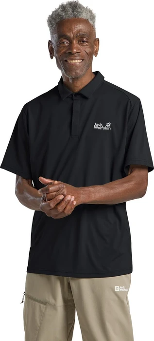 Jack Wolfskin Delgami Poloshirt kurzarm schwarz (Herren)
