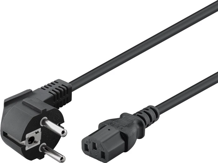 Wentronic Goobay Kaltgeräte Netzkabel, Schutzkontakt auf Kaltgerätestecker C13, gewinkelt, schwarz, 3m