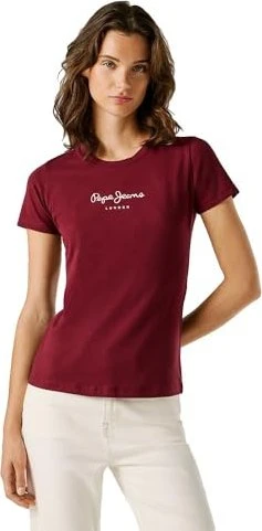 Pepe Jeans Logodruck Slim Fit T-Shirt kurzarm rot (Damen)