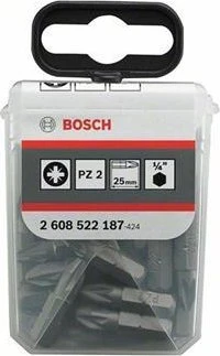 Bosch Professional Extra Hart Pozidriv Bit 1/4", PZ2x25mm, 25 Stück