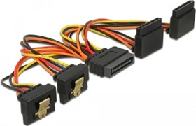 DeLOCK 15-Pin SATA Strom Stecker auf 4x 15-Pin SATA Strom Buchse, Adapterkabel, 4x gewinkelt, 15cm (60153)