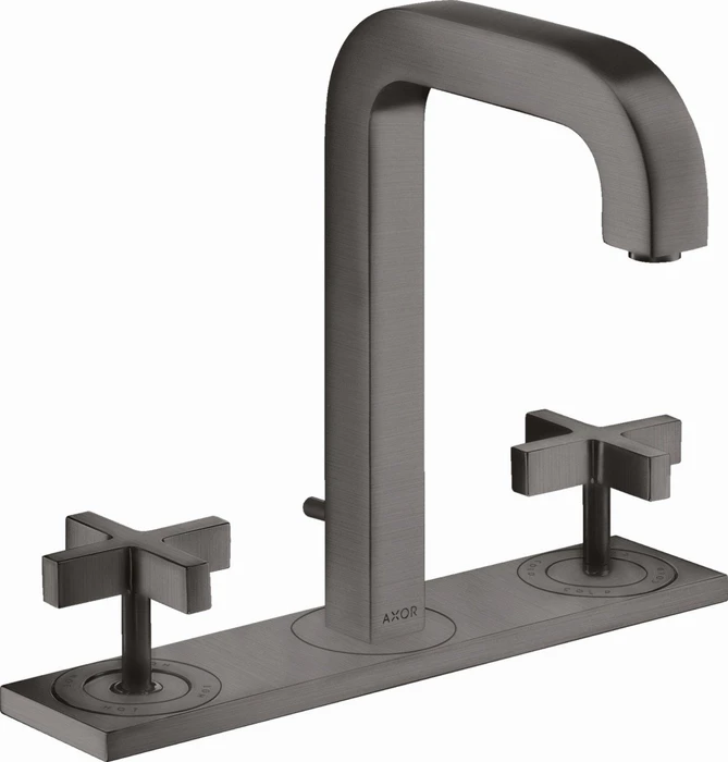Hansgrohe Axor Citterio 3-Loch Waschbeckenarmatur mit Kreuzgriffen und Platte brushed black chrome