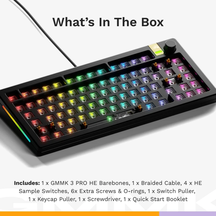 Glorious GMMK 3 Pro HE, Barebone Tastatur, 75%, schwarz, ANSI