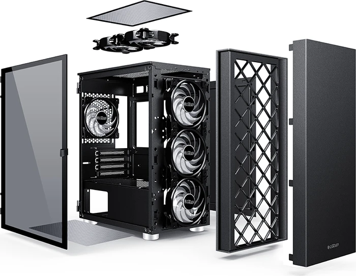 PCCooler Platinum LM300 ARGB, schwarz, Glasfenster