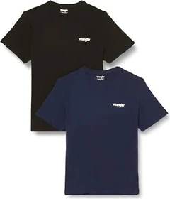 Wrangler Sign Off 2er-Pack T-Shirt kurzarm true navy/black (Herren)