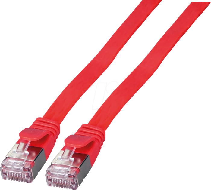 EFB Elektronik PVC Flach-Patchkabel, Cat6a, U/FTP, RJ-45/RJ-45, 3m, rot