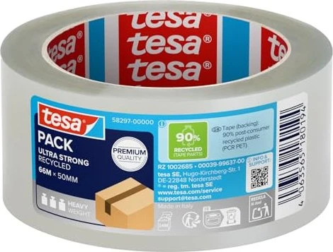 tesa Eco & Ultra Strong ecoLogo Universal Versandklebeband transparent, 50mm/66m, 1 Stück