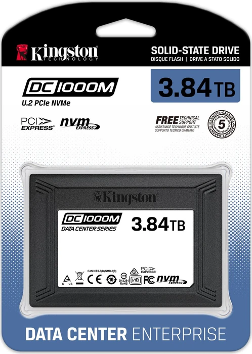 Kingston DC1000M Data Center Series Mixed-Use SSD - 1DWPD 3.84TB, 2.5" / U.2 / PCIe 3.0 x4